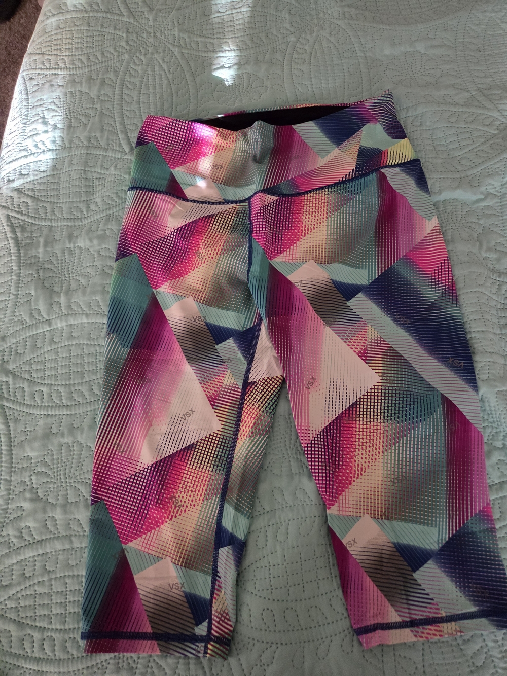 Victoria's Secret Sport Pink & Teal Geometric Capris